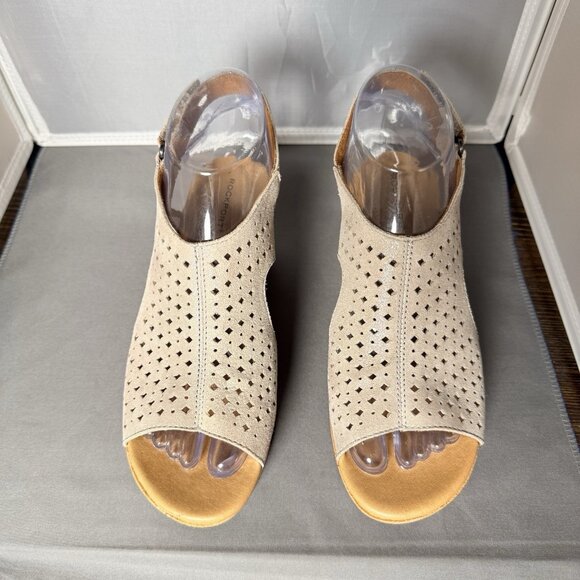 ROCKPORT Women's Briah Perf Sling Wedge Sandals Beige Size 6M - Picture 5 of 9